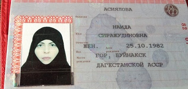 Naida Asiyalova cometió un ataque suicida contra un autobús de Volgogrado en 2013